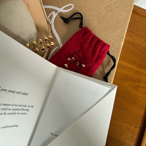 Christian Louboutin Spikes Only 85 Gold PVC Slide Mule Open Sandal Heel Pump 35 - Picture 7 of 10